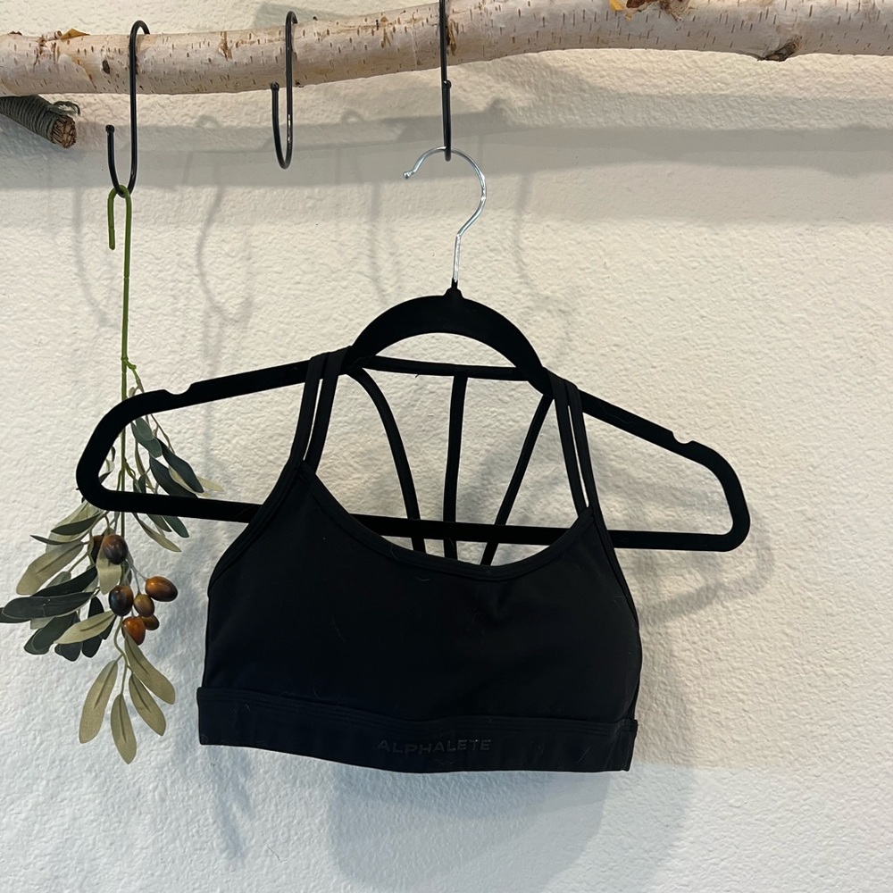 Alphalete black surface tri bra size small